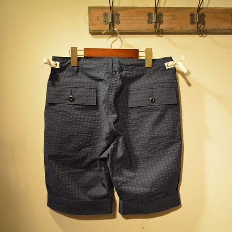 kenneth field -TURN UP SHORTS- cool max seersucker navy