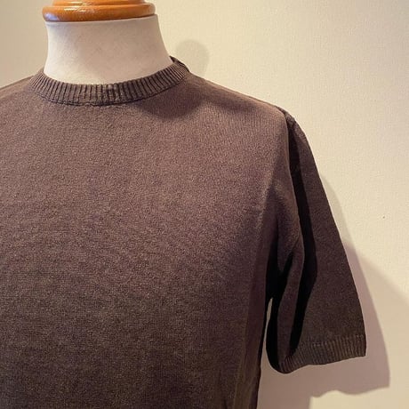 -GRP- Linen S/S crew neck knit（MARRON/BROWN）