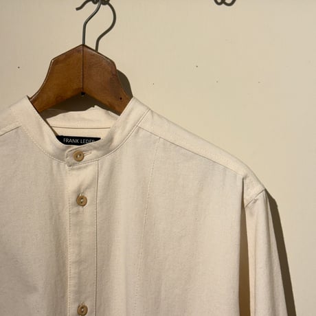 -FLANK LEDER-  OLD STYLE（BAND COLLAR）  vintage german 1960's bedsheets fabric (NATURAL)