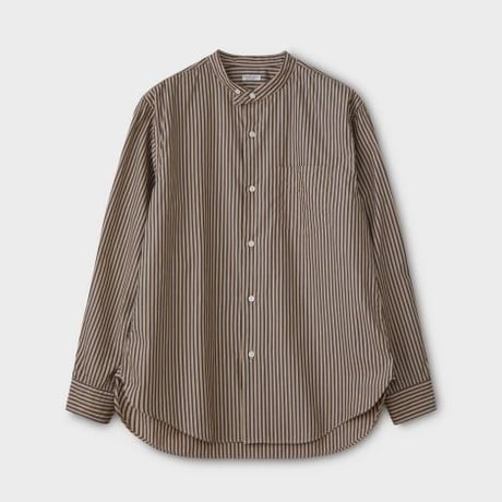 PHIGVEL MAKERS & Co.  PMAL-LS02 / BAND COLLAR DRESS SHIRT (STRIPE・NAVY×BEIGE)