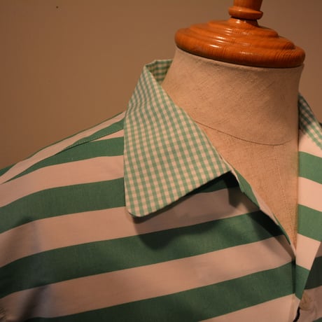 kenneth field open collar shirt -green border-