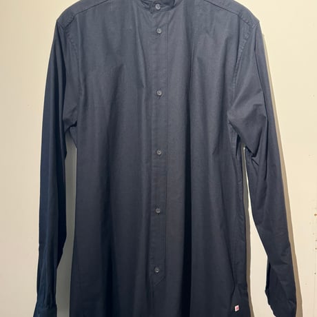 -FLANK LEDER-  OLD STYLE（BAND COLLAR）  vintage german 1960's bedsheets fabric (BLACK)