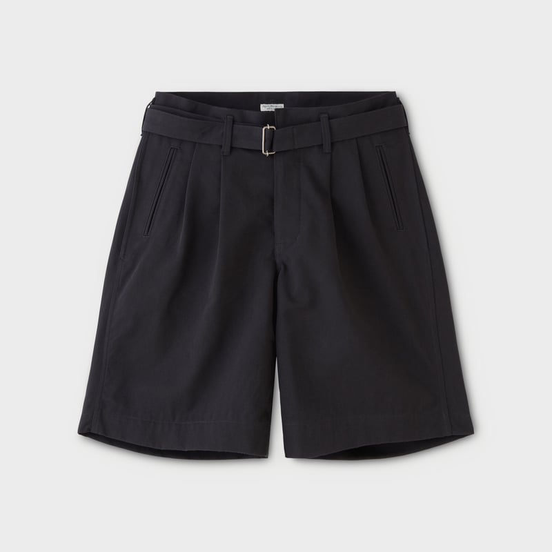 パンツ PHIGVEL BELTED 2TUCK SHORTS DUSTBLACK PHIGVEL‐MAKERS Co．belted 2tuck shorts (dust bla