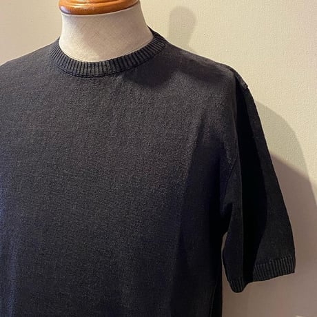 -GRP- Linen S/S crew neck knit（BLU/NAVY）