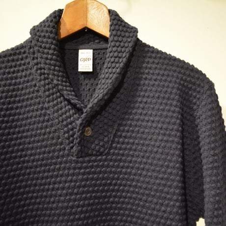 GRP  spotknit shawlcollar -BLU-