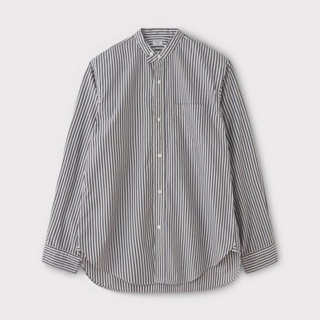 PHIGVEL‐MAKERS Co.  -Band Collar Dress Shirt-(Desert Rose×Brown Gray Stripe)