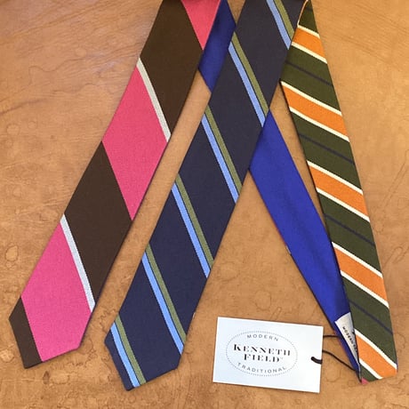 kenneth field 4face tie 3regimental×1solid(blue)