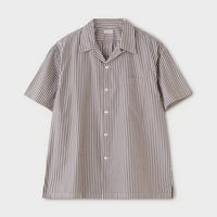 PHIGVEL‐MAKERS Co. -BACK GATHERING SS SHIRT- (desert rose×brown gray stripe)