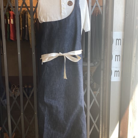 kenneth field ONE SHOULDER APRON DRESS 14oz INDIGO DENIM
