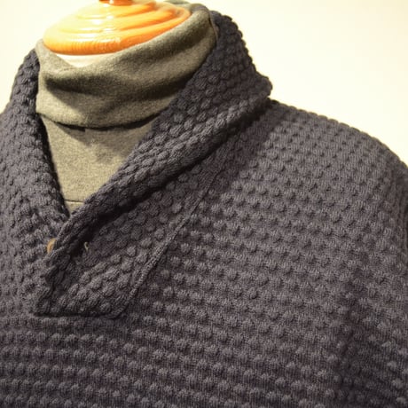GRP  spotknit shawlcollar -BLU-