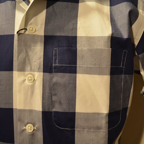 kenneth field open collar shirt -ginghamcheck-
