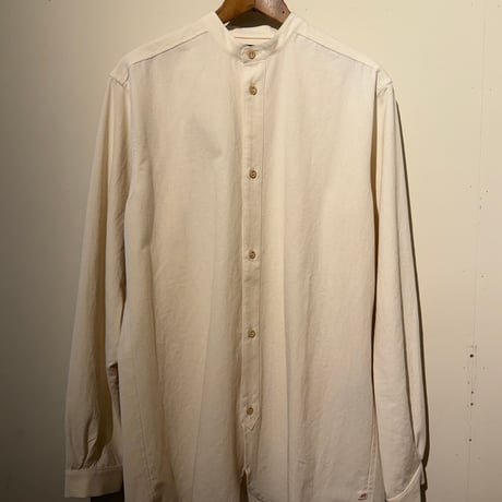-FLANK LEDER-  OLD STYLE（BAND COLLAR）  vintage german 1960's bedsheets fabric (NATURAL)