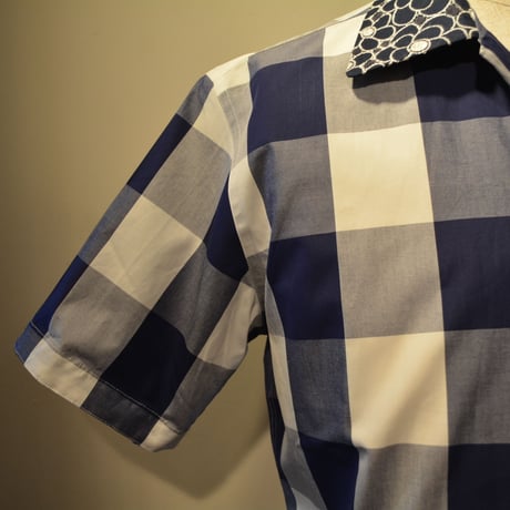 kenneth field open collar shirt -ginghamcheck-