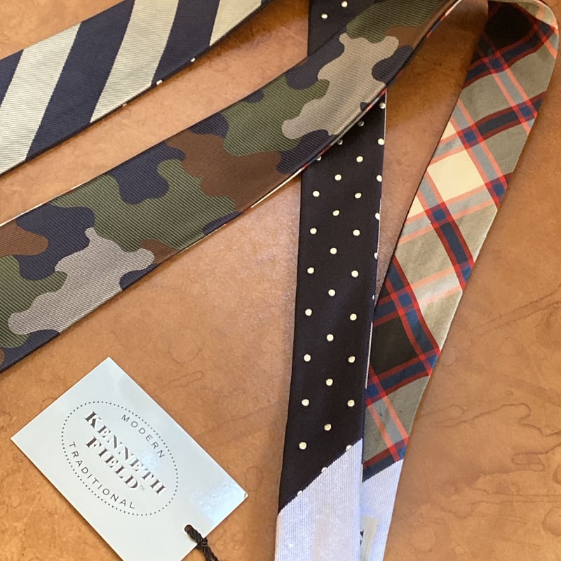kenneth field 4face tie woven camo×dot×tartan×r