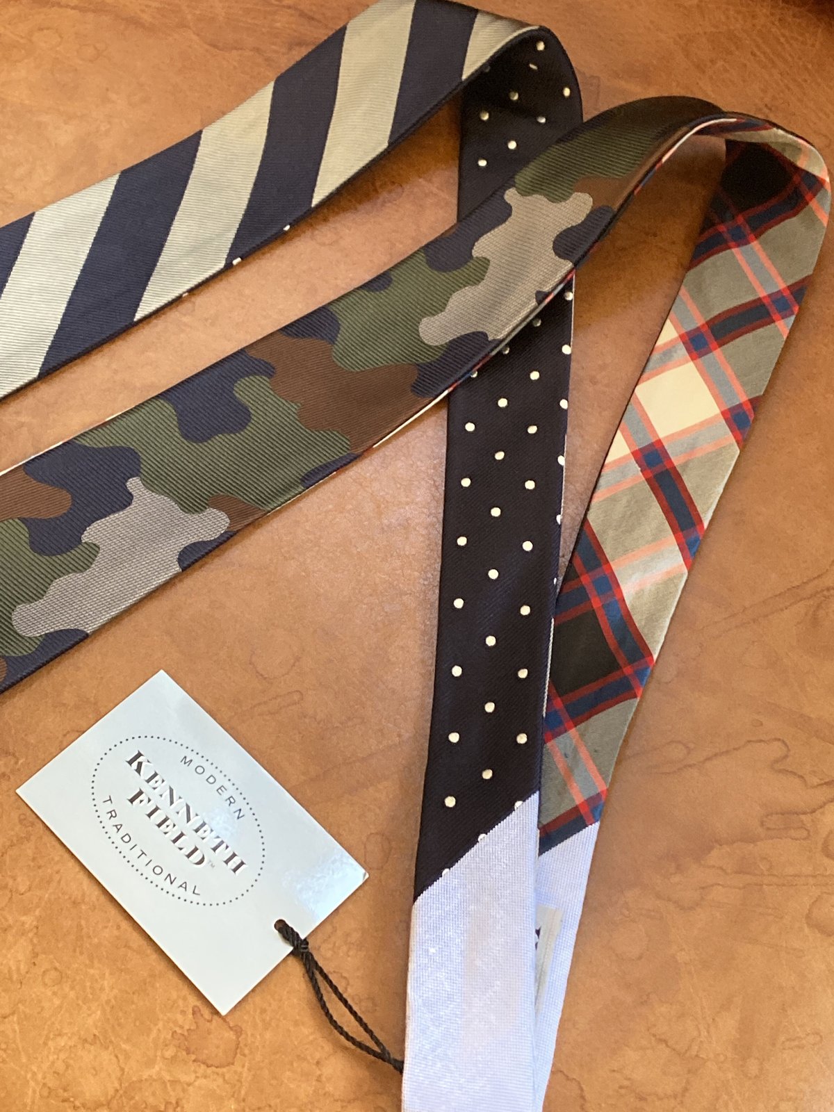 kenneth field 4face tie woven camo×dot×tartan×r