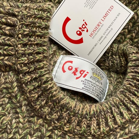Corgi crew neck sweater MIX (Natural×Brown×Green)