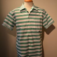 kenneth field open collar shirt -green border-