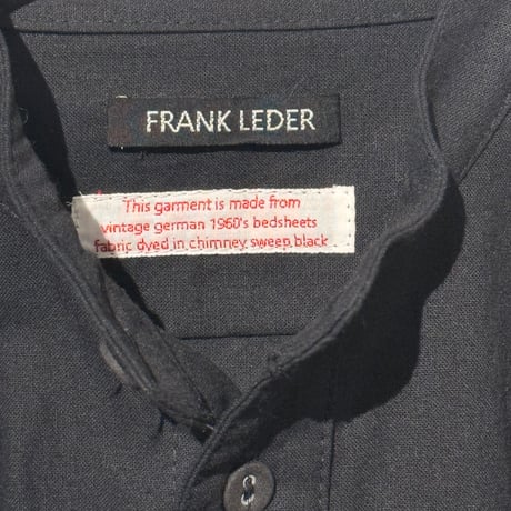 -FLANK LEDER-  OLD STYLE（BAND COLLAR）  vintage german 1960's bedsheets fabric (BLACK)