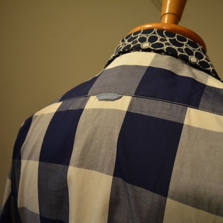 kenneth field open collar shirt -ginghamcheck-