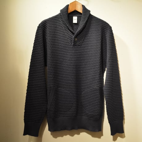 GRP  spotknit shawlcollar -BLU-