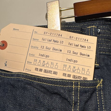 SASSAFRAS Fall Leaf Pants 1/2 13.5o.z Denim size Ｍ