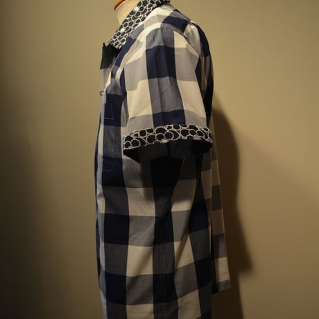kenneth field open collar shirt -ginghamcheck-