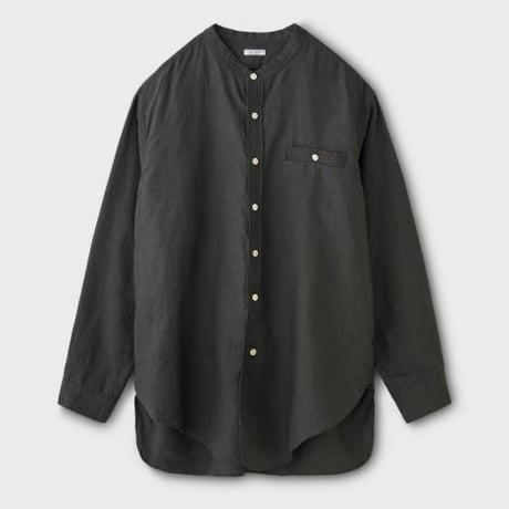 PHIGVEL‐MAKERS Co．Linen Band Collar Long Shirt(SEPIAGRAY)