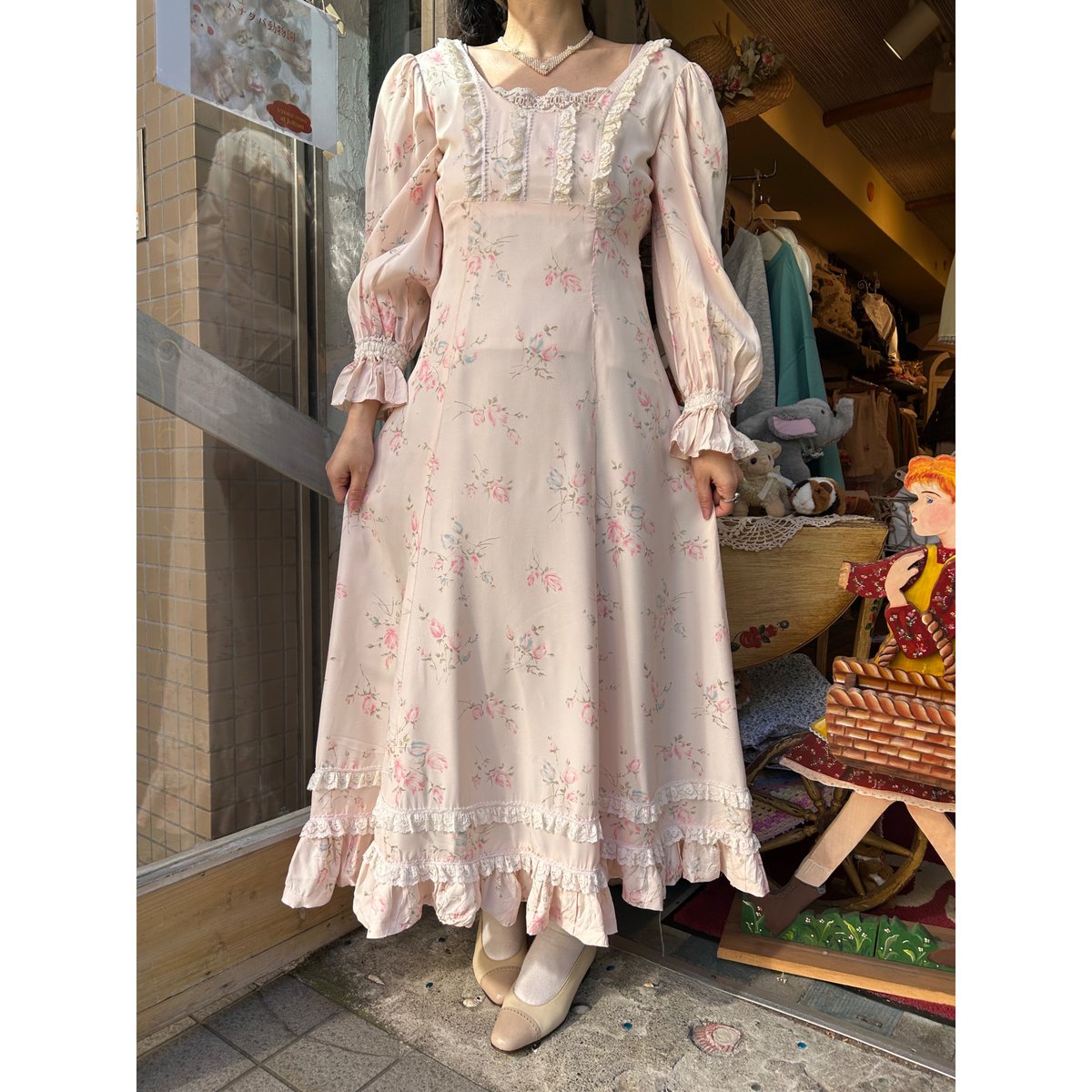 A/P⭐︎サンプリスワンピース⭐︎修道女☆彡紺色・日本製 osharewalker ロングワンピース レディース 長袖 スタンドカラー