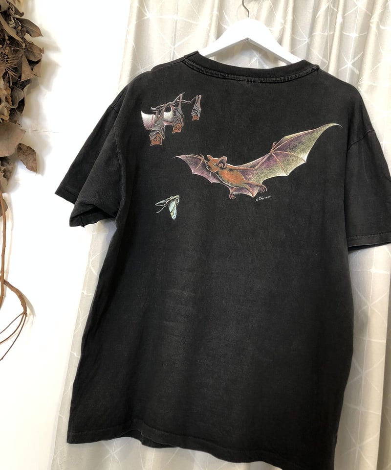古着 ビンテージ 90s 蝙蝠 コウモリ イラスト アニマル Tシャツ 美品 古着 90s USA製 HARLEQUIN コウモリ アニマル Tシャツ L 古着 - 古着
