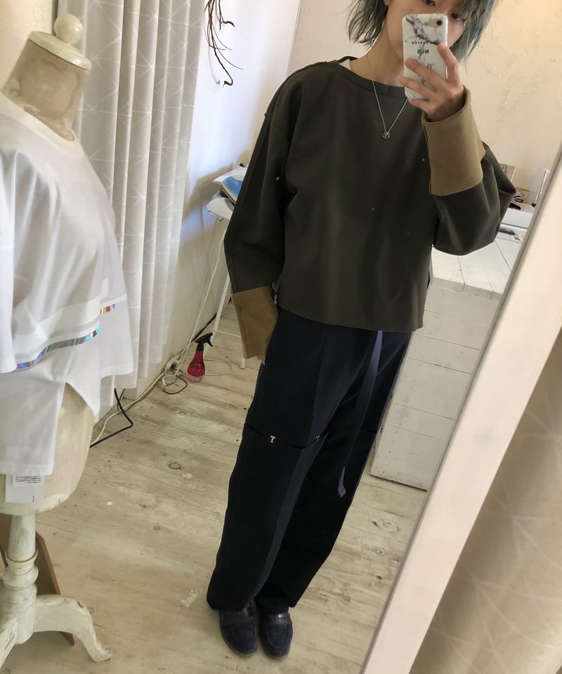 Mhairi マイリ ナイロン×綿 切りっぱなし モードプルオーバー | REAL ME 