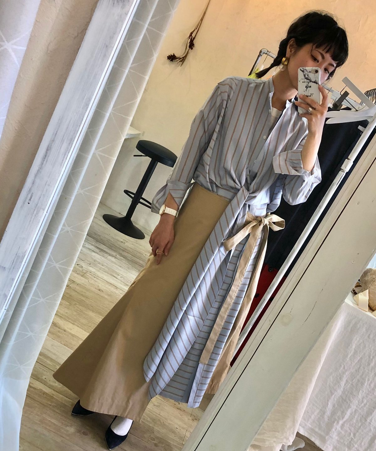 Mhairi マイリ 変型 巻きスカート ベージュ 36( S )サイズ Mhairi マイリ 変型 巻きスカート ベージュ 36( S )サイズ
