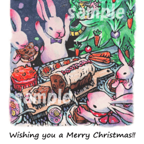 うさぎさんクリスマスポストカード2023