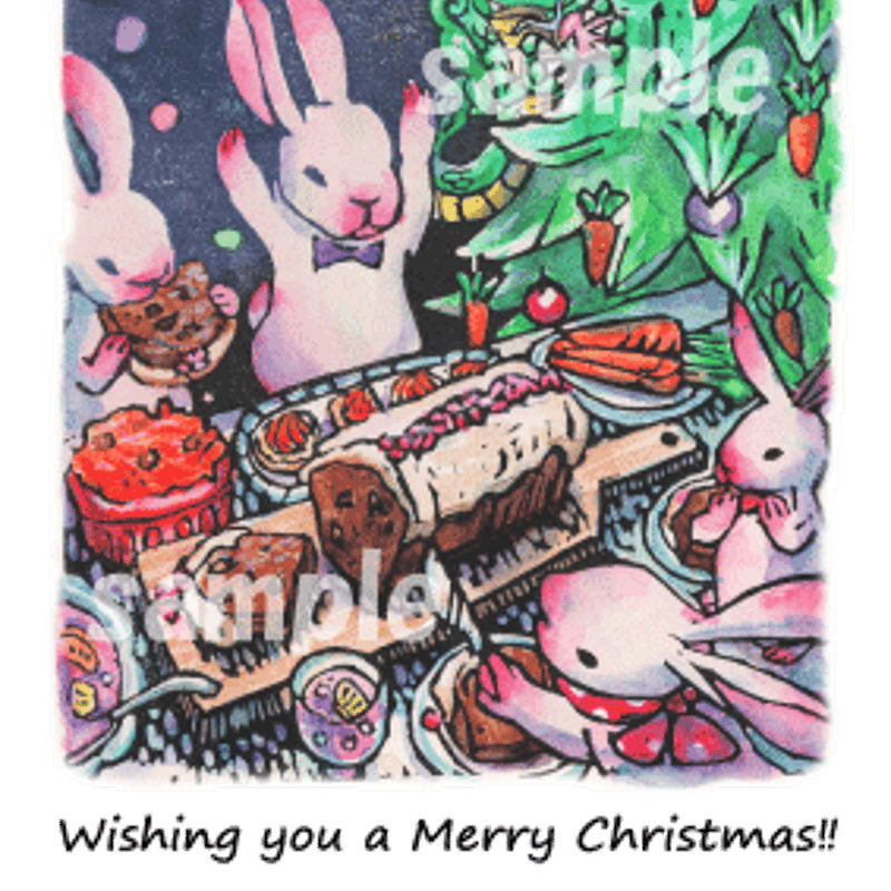 うさぎさんクリスマスポストカード2023 | とうふ工房