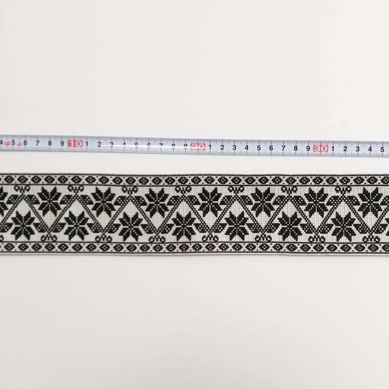65mmチロリアンテープ「モノクロのビンロウ花」（10cm単位） | 中国