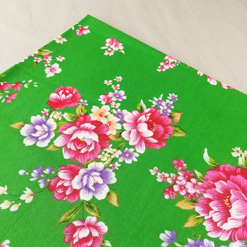 台湾花布生地（牡丹・グリーン） | 中国・台湾・香港・アジアの