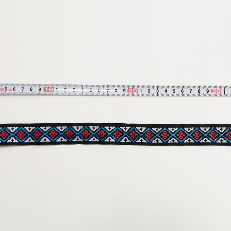 25mmチロリアンテープ「青と赤のダイヤ」（10cm単位） | 中国・台湾
