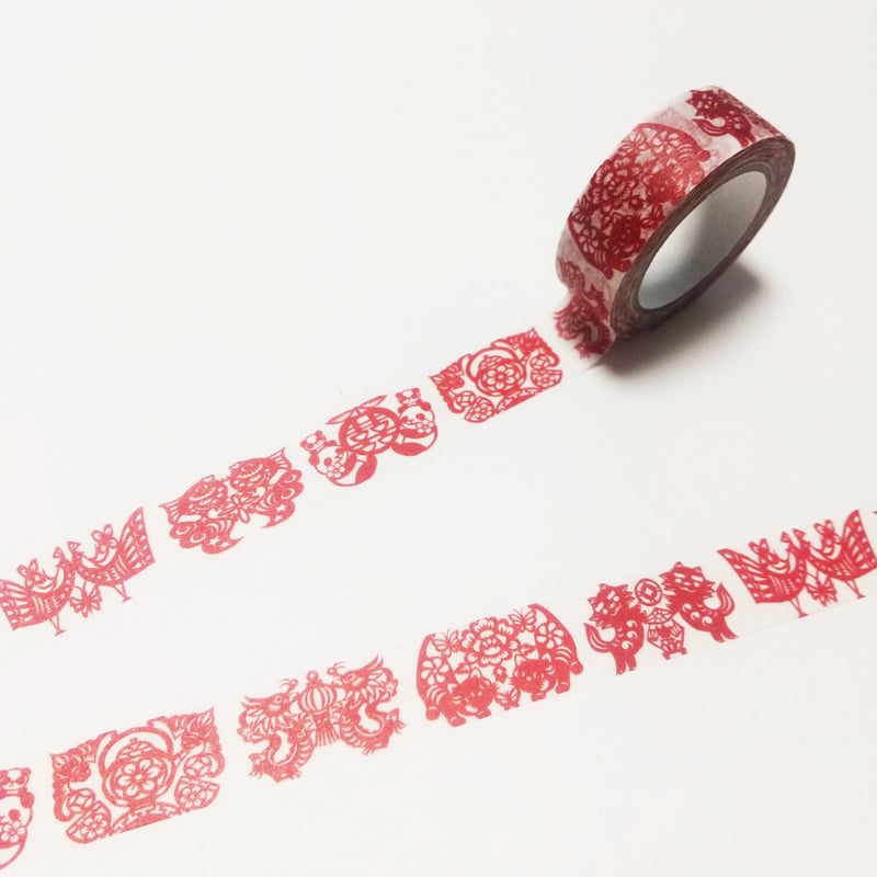 谷田有似】剪紙絵マスキングテープ／Happy起来了 | 中国・台湾・香港