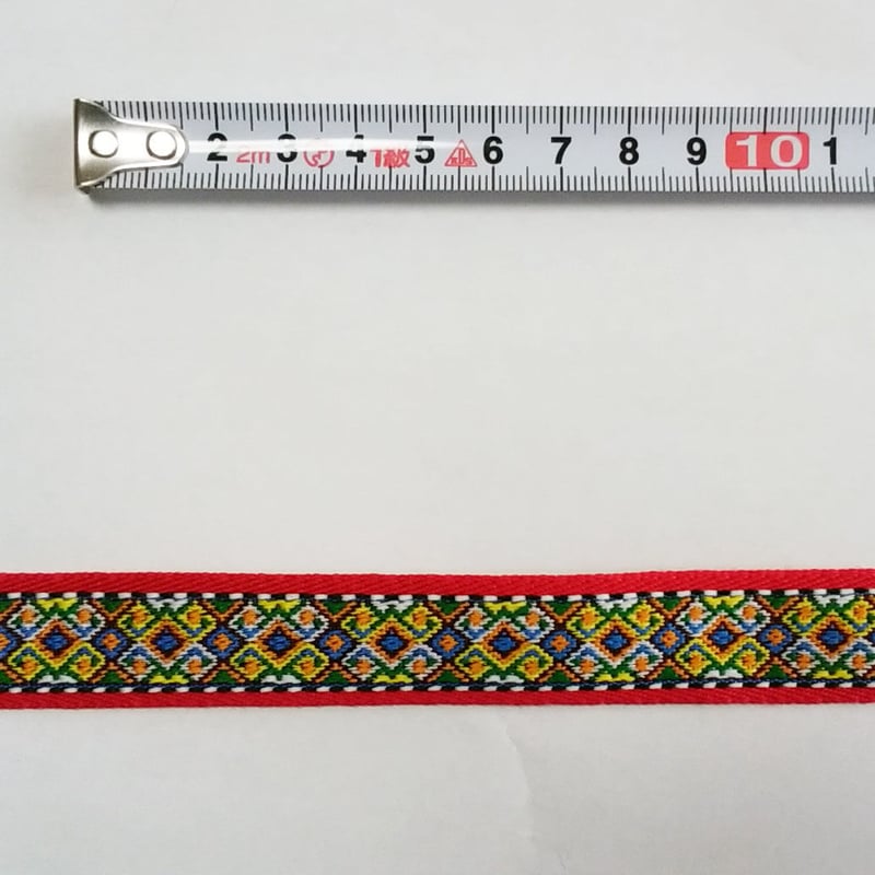 20mmチロリアンテープ「赤系ダイヤ柄」（10cm単位） | 中国・台湾