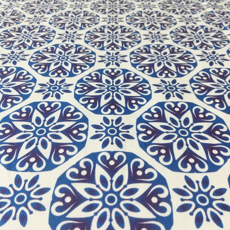 オリエンタルな生地 広巾・45cm単位】コットンファブリック シノワズリブルー