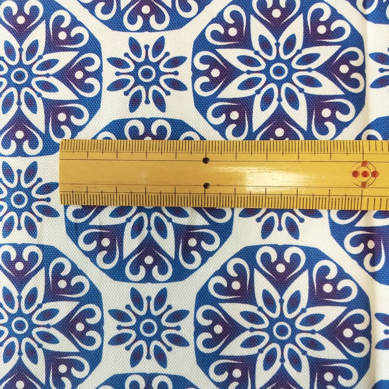 オリエンタルな生地 広巾・45cm単位】コットンファブリック シノワズリブルー