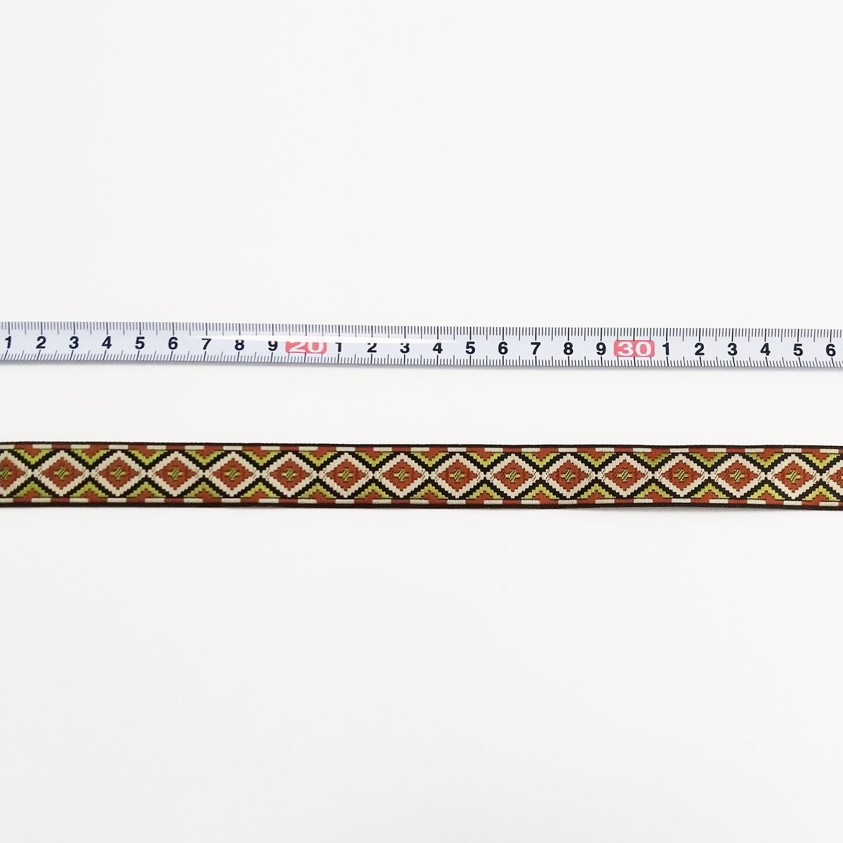 20mmチロリアンテープ「抹茶あずきカラーのダイヤ」（10cm単位