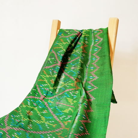ラオス手織り布／緑①