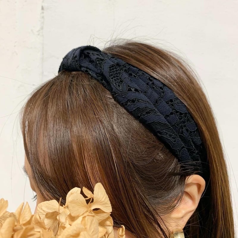 レースヘアバンド [navy × black] | Reinette
