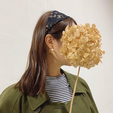 レース×サテンヘアバンド [navy × black]