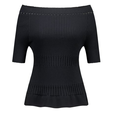 JUUKIFF / LACE RIBBED TOP IN MIXED COTTON