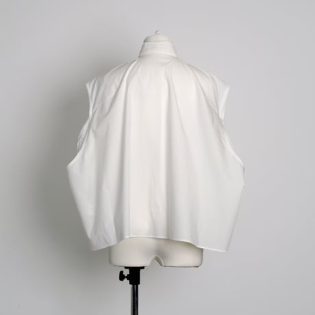 GURTWEIN / Cotton poplin with chiffon swirls sleeveless boxy blouse