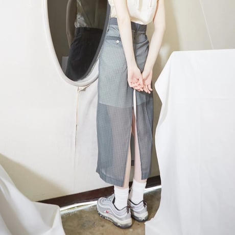 MUL PLA / Wrinkle Satin Organdy Dress / grey (houndstooth)
