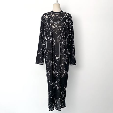 WATARU TOMINAGA / Power Net Long Dress / Safety Pin & Star