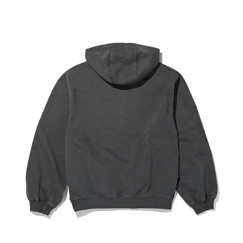 mschf SIDE BUTTON UP CROP HOODIE GREY