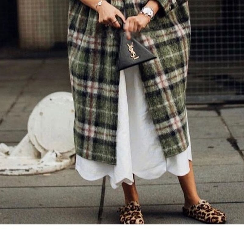 ウール チェックオーバーコート・グリーン(キルティングライナー